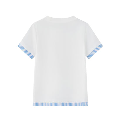 Vauva x Le Petit Prince Vauva x Le Petit Prince - Toddler Boy Trims Yarn Dyed Strip Print T-shirt - White Tops