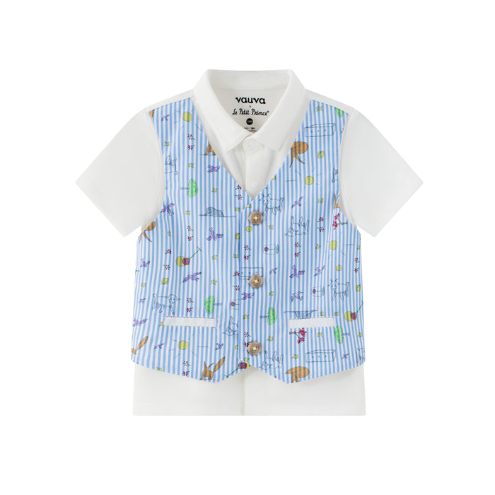 Vauva x Le Petit Prince - Baby Boy Yarn Dyed Stripe 2 in 1 Polo Shirt 24m
