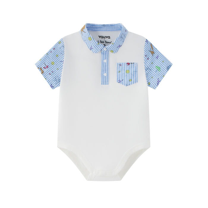 Vauva x Le Petit Prince Vauva x Le Petit Prince - Baby Boy Yarn Dyed Stripe Bodysuit- White Bodysuit