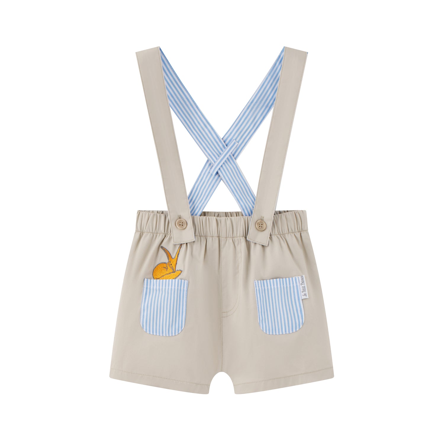 Vauva x Le Petit Prince Vauva x Le Petit Prince - Baby Boy Strength Cotton Twill Embroidered Dungaree - Beige Dungaree