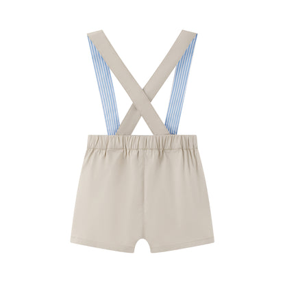 Vauva x Le Petit Prince Vauva x Le Petit Prince - Baby Boy Strength Cotton Twill Embroidered Dungaree - Beige Dungaree