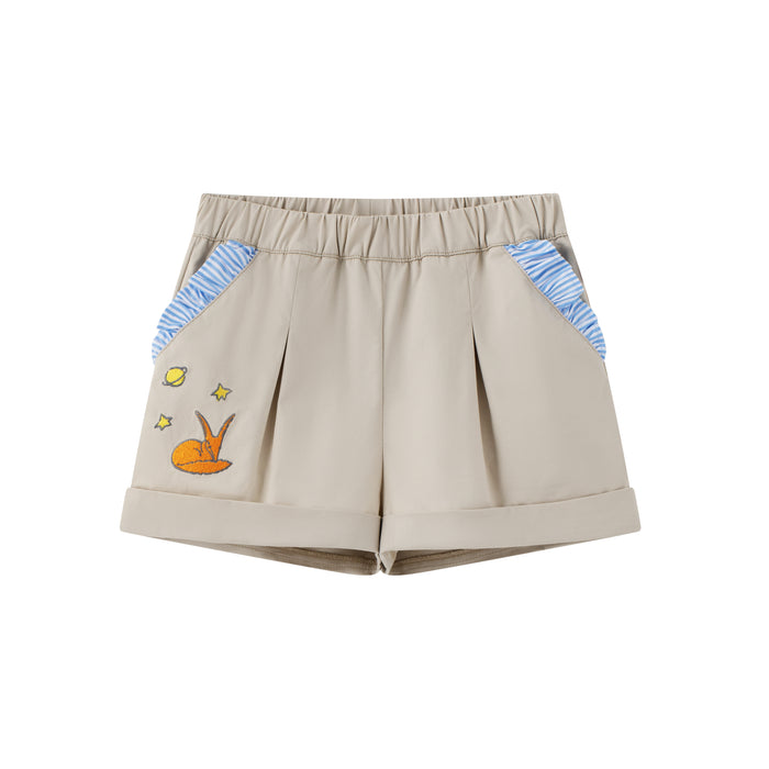 Vauva x Le Petit Prince - Toddler Girl Strength Cotton Twill Single Print Shorts Beige