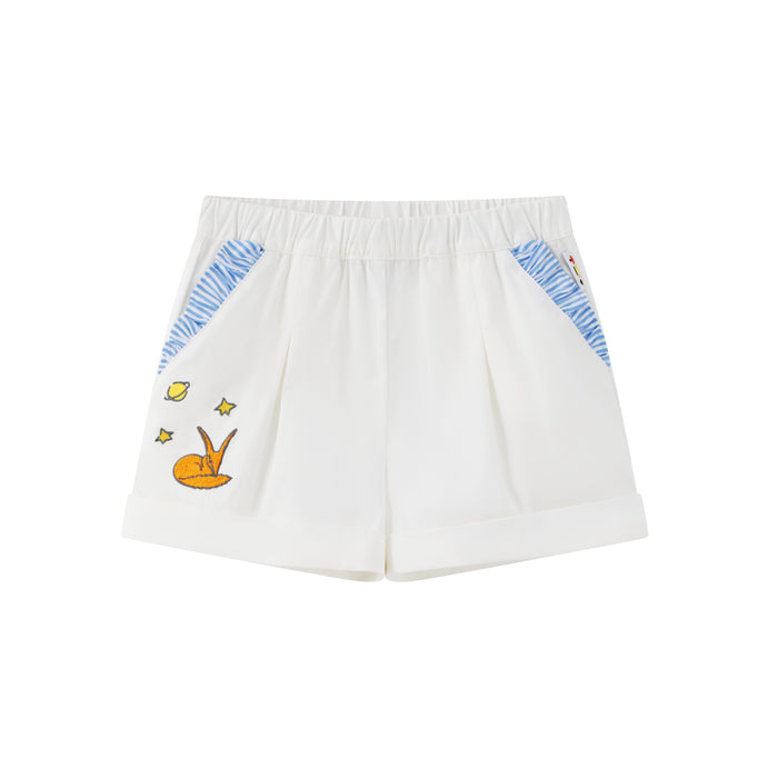 Vauva x Le Petit Prince - Toddler Girl Strength Cotton Twill Single Print Shorts White