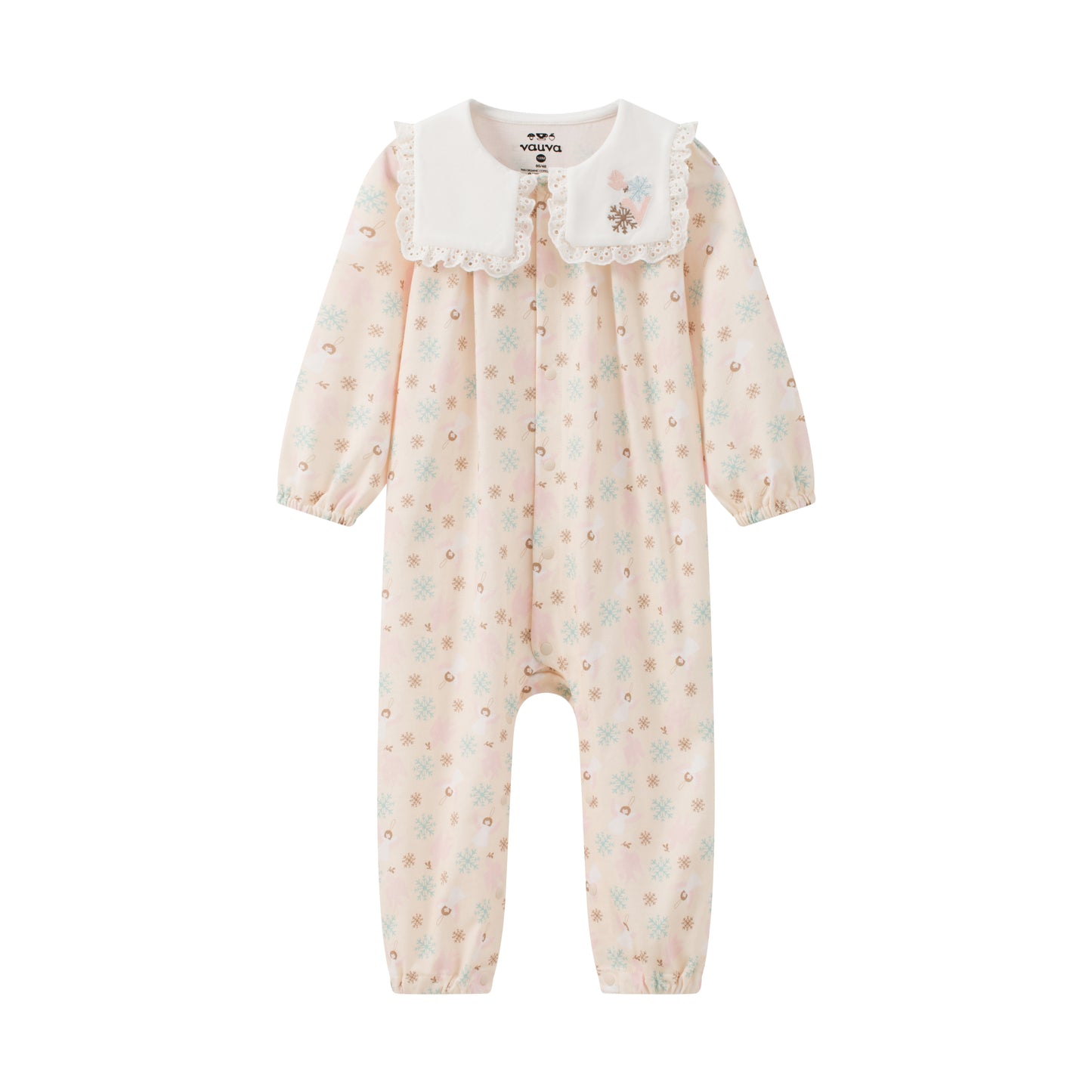 Angel-Print Puritan Collar Romper