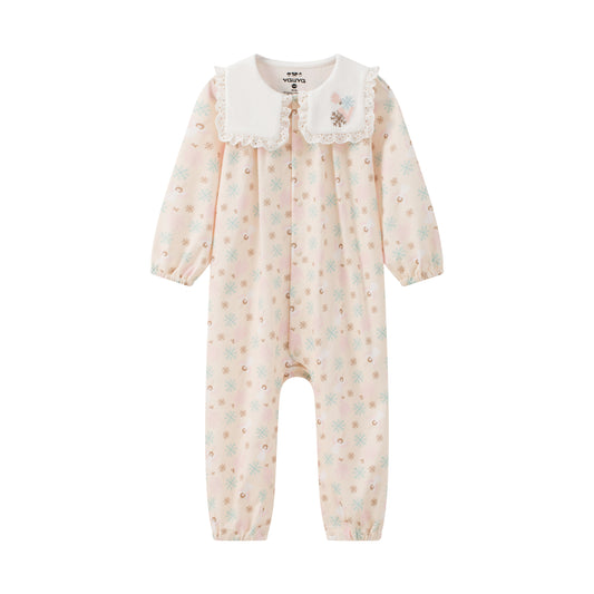 Angel-Print Puritan Collar Romper