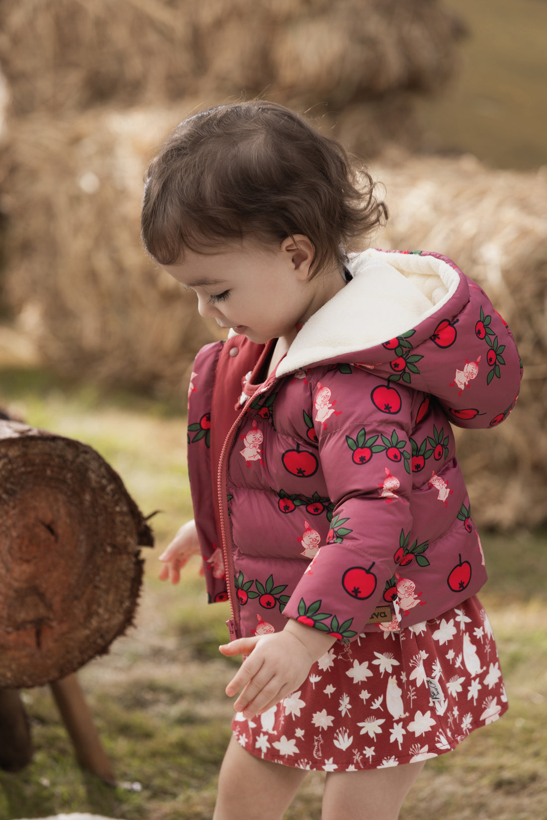 Vauva x Moomin Vauva x Moomin FW23 - Baby Girls Moomin All Over Print Padded Jacket with Hood (Red) Coat &amp; Jacket