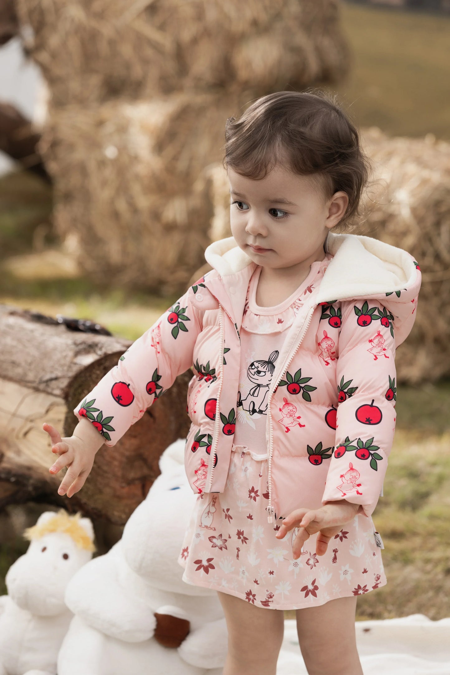 Vauva x Moomin Vauva x Moomin FW23 - Baby Girls Moomin Print Coat with Hood (Pink) Coat & Jacket