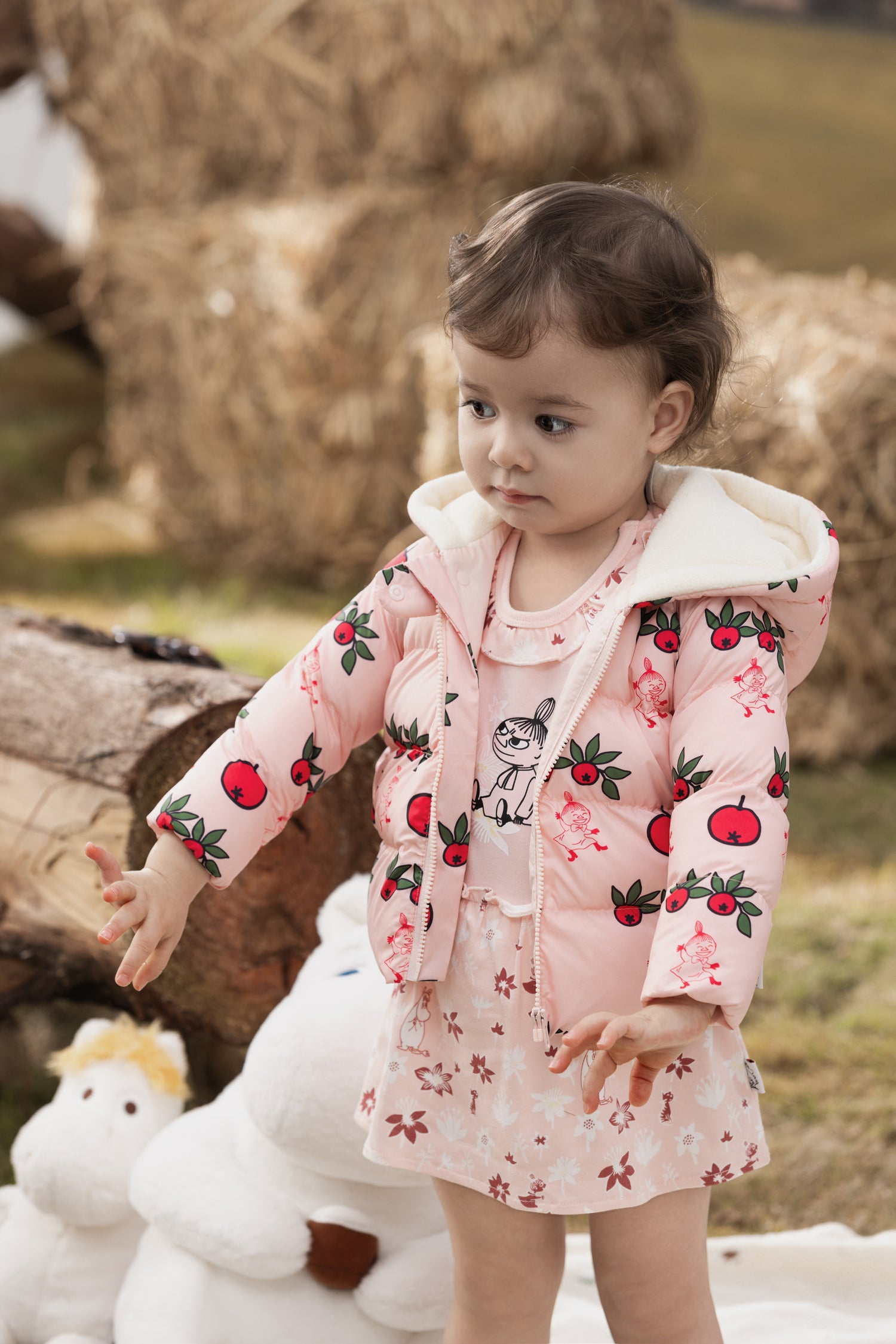 Vauva x Moomin Vauva x Moomin FW23 - Baby Girls Moomin Print Coat with Hood (Pink) Coat &amp; Jacket