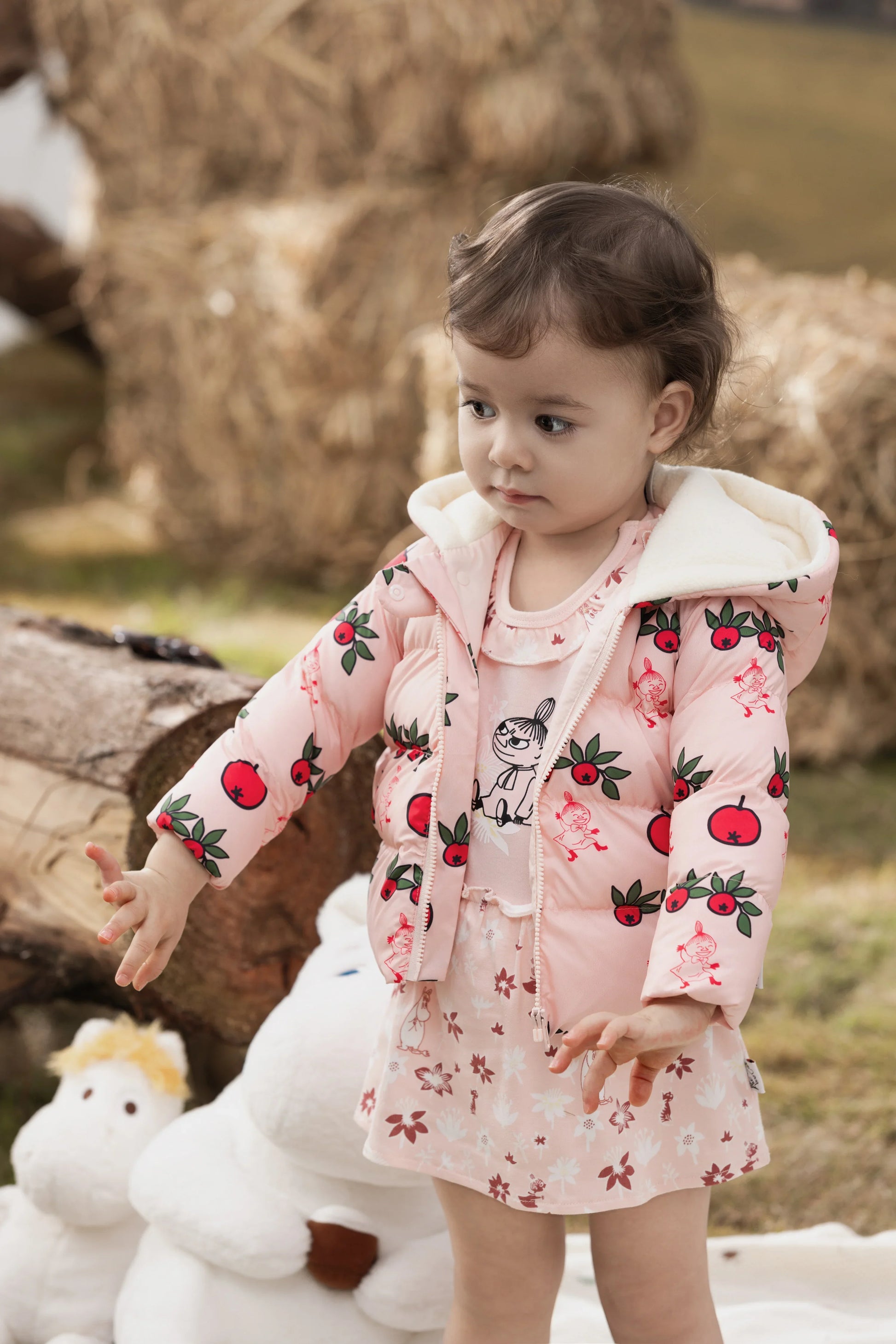 Vauva x Moomin Vauva x Moomin FW23 - Baby Girls Moomin Print Coat with Hood (Pink) Coat & Jacket
