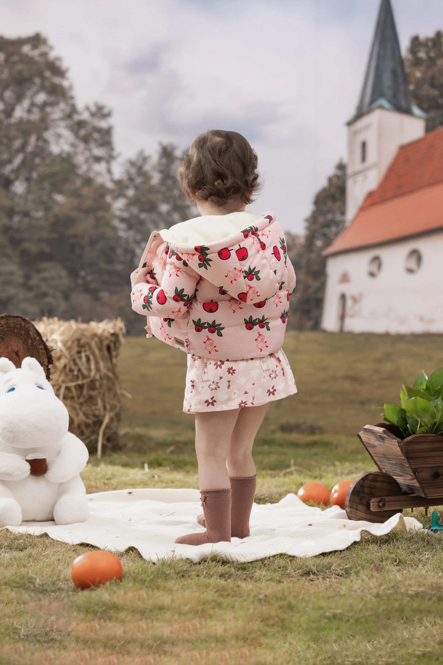 Vauva x Moomin Vauva x Moomin FW23 - Baby Girls Moomin Print Coat with Hood (Pink) Coat & Jacket