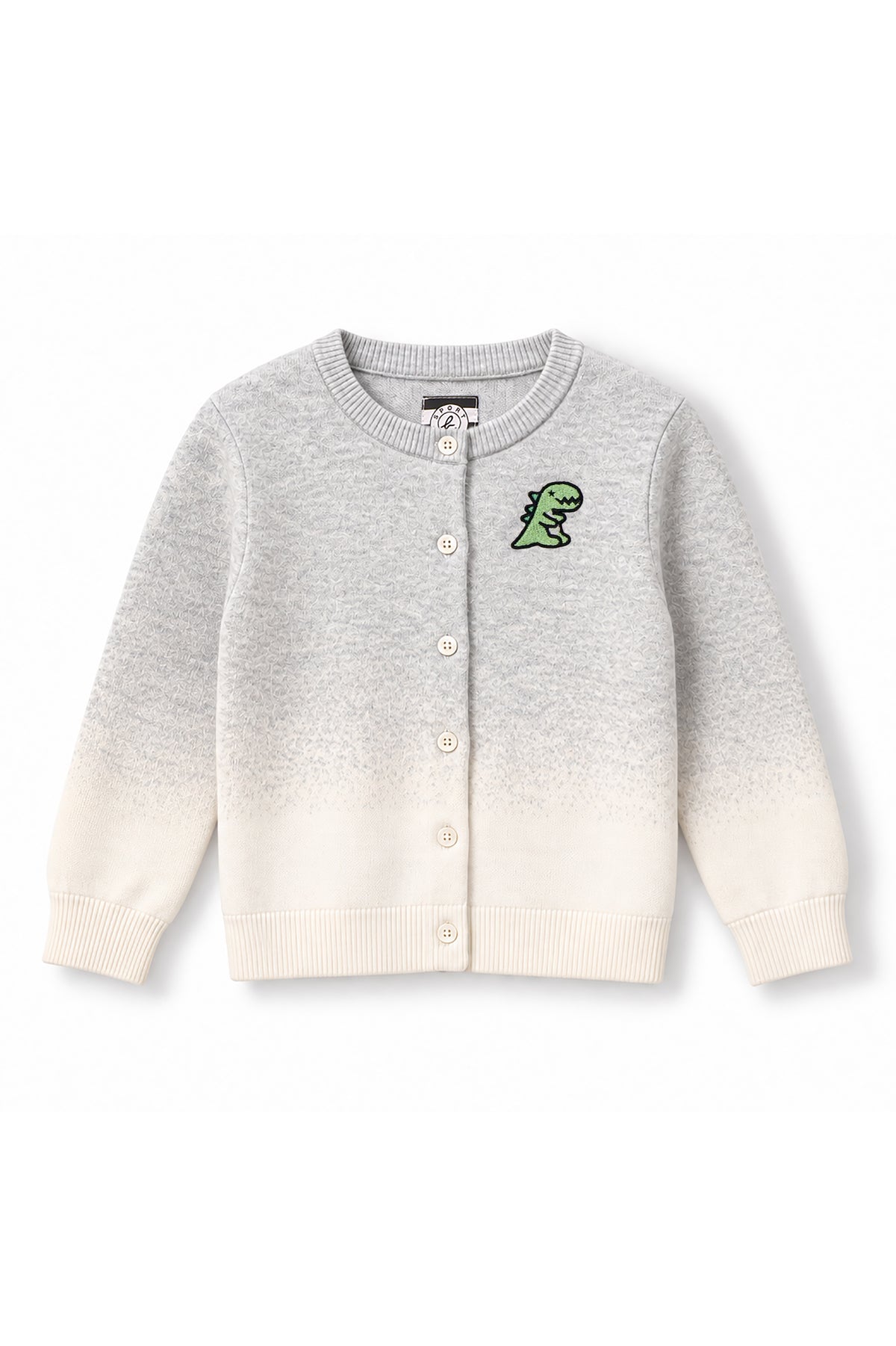 Kids Gradient Dino Patch Knit Cardigan