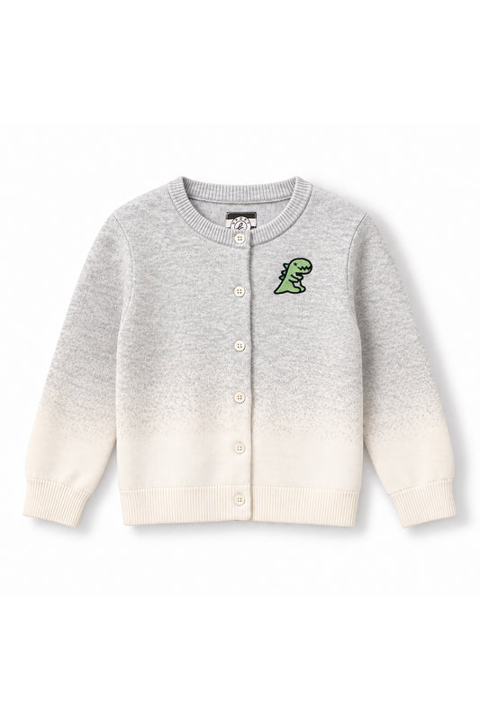 Kids Gradient Dino Patch Knit Cardigan