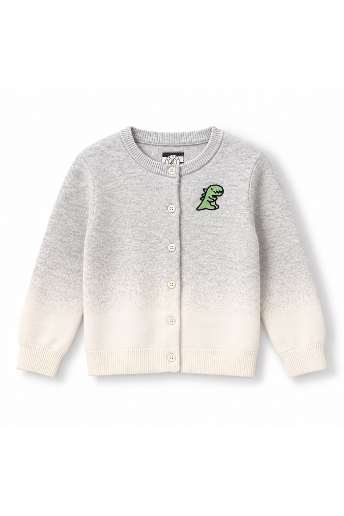 Kids Gradient Dino Patch Knit Cardigan