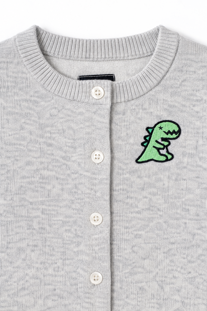 Kids Gradient Dino Patch Knit Cardigan