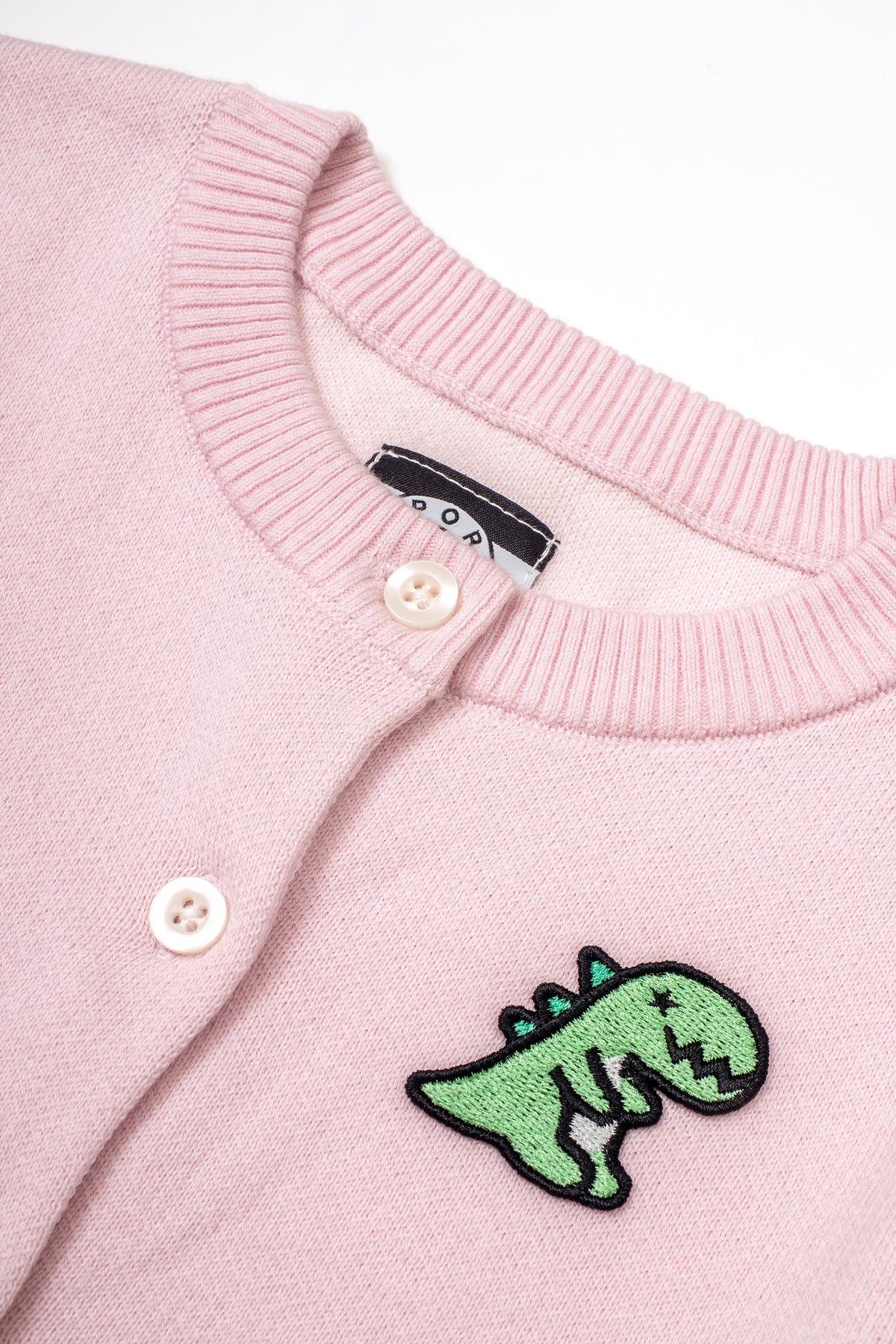 Girls Gradient Dino Patch Knit Cardigan