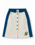 Girls Pinstripe Button-Front Dino Patch A-Line Skirt