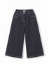 Girls Contrast Stitch Embroidered Logo Wide-Leg Denim Pants