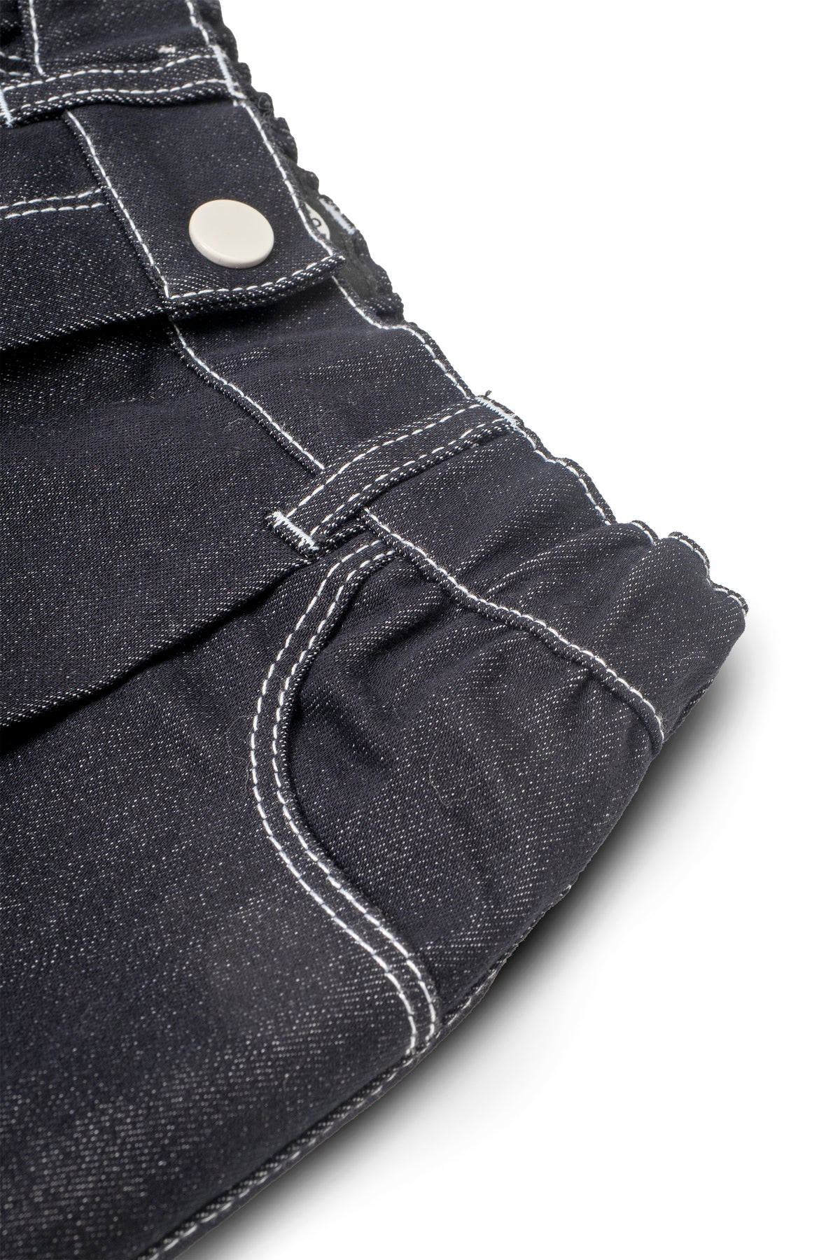 Girls Contrast Stitch Embroidered Logo Wide-Leg Denim Pants