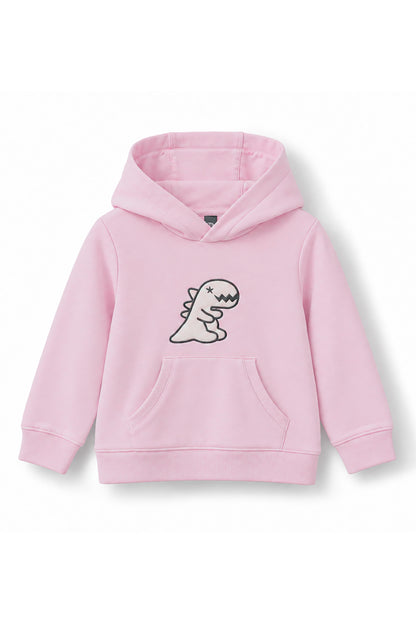 Girls Dino Towel Patch Fleece Hoodie