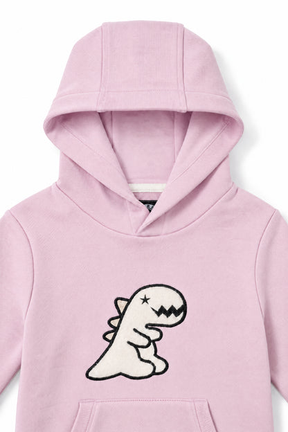 Girls Dino Towel Patch Fleece Hoodie