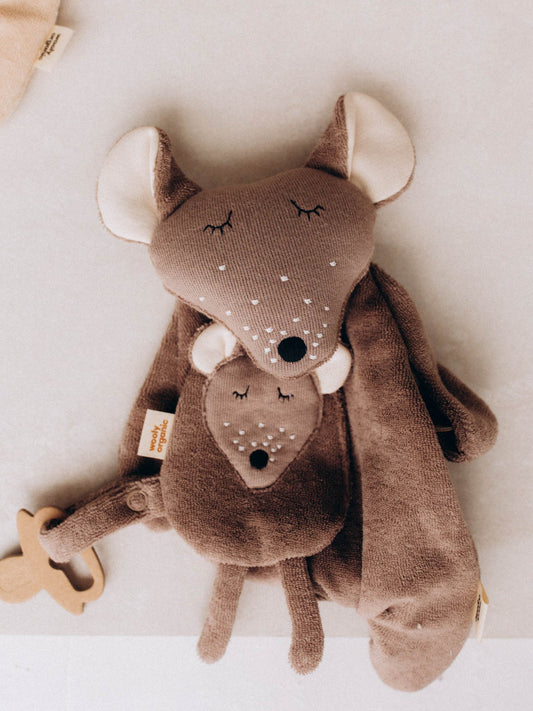 Crinkle Mouse With Wooden Teether