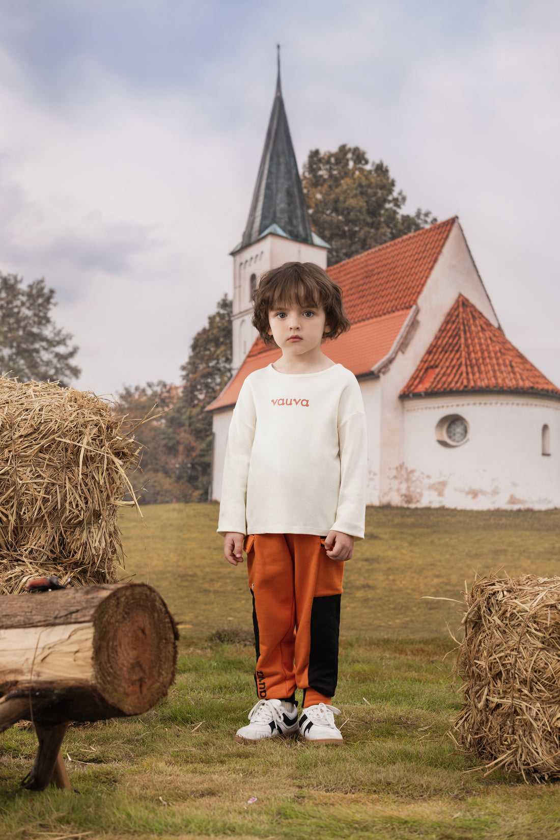 VAUVA Vauva FW23 - Kids Cotton Long Sleeve Crewneck T-Shirt (Off White) T-shirt