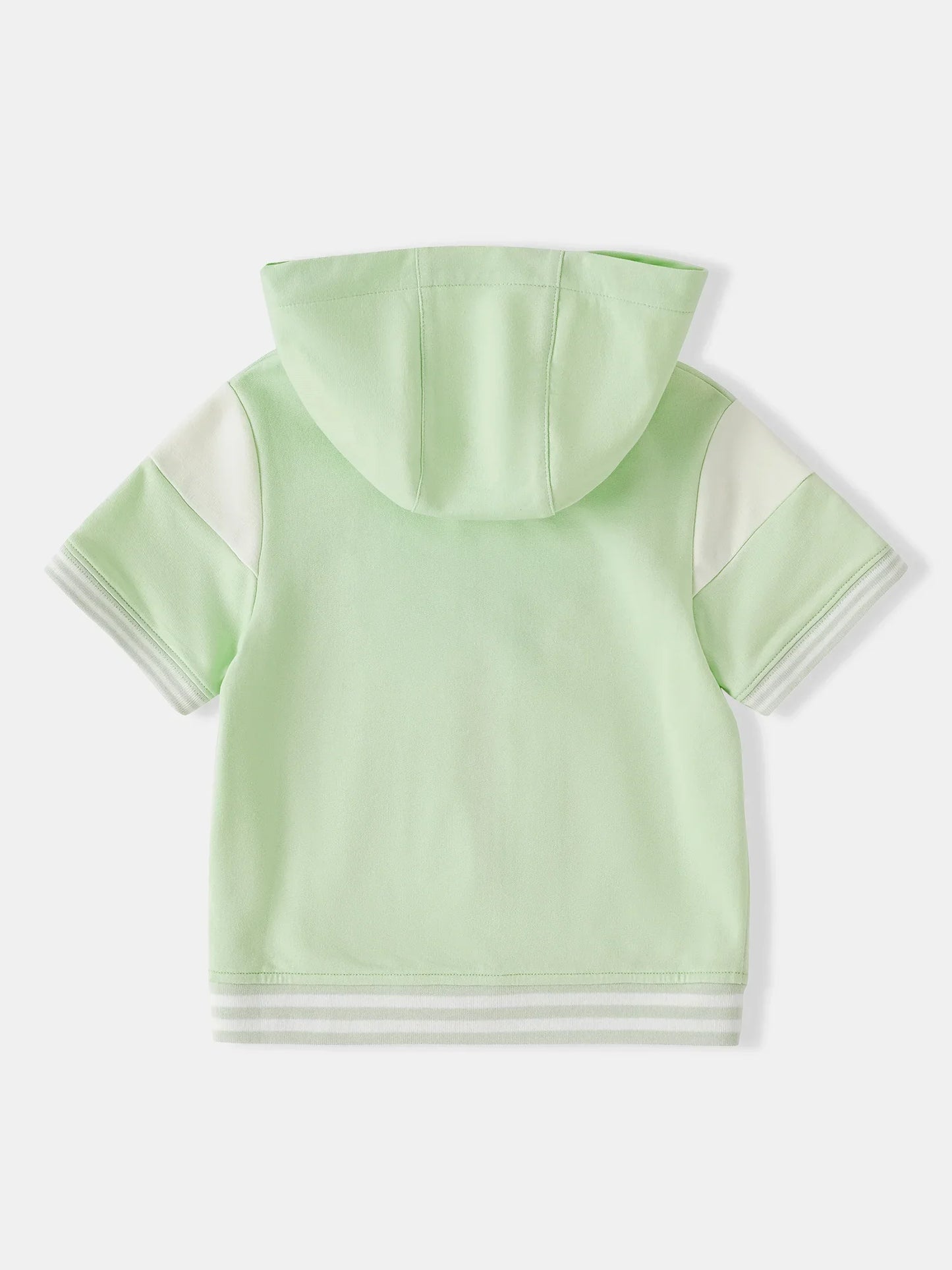 Kid Short Sleeve Logo Embroidery Zipped Hoodie