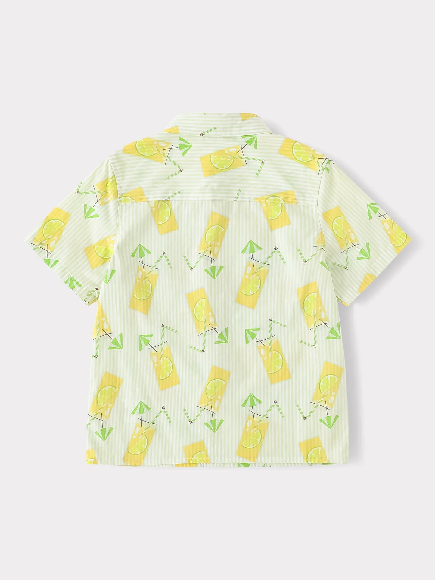 Boys Short Sleeve All-Over Lemon Tea Print Shirt