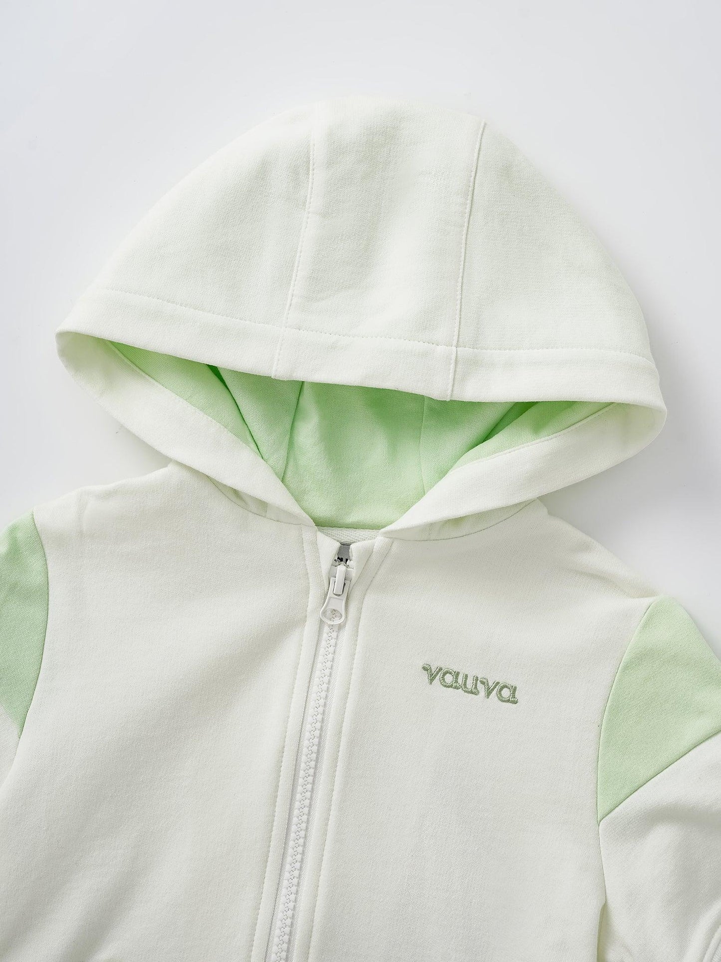 Kid Short Sleeve Logo Embroidery Zipped Hoodie