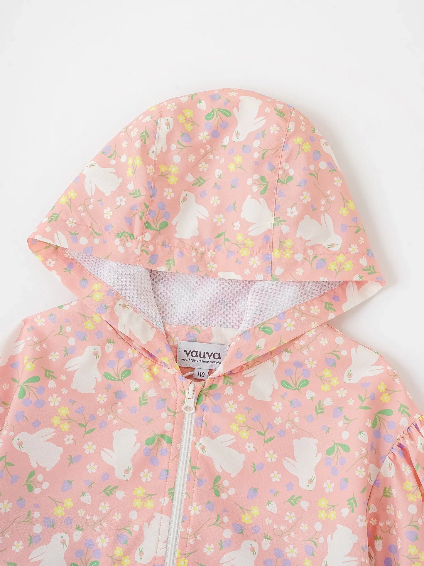 Girls All-Over Bunny Print Frills Zipped Windbreaker