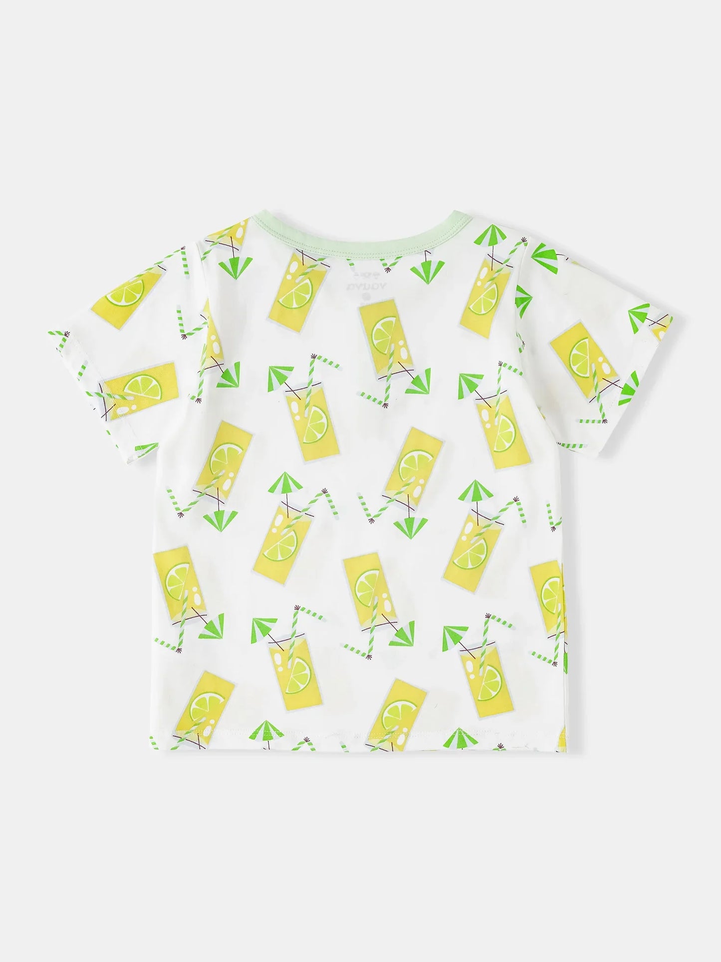 Boys Short Sleeve All-Over Lemon Tea Print Pocket Tee