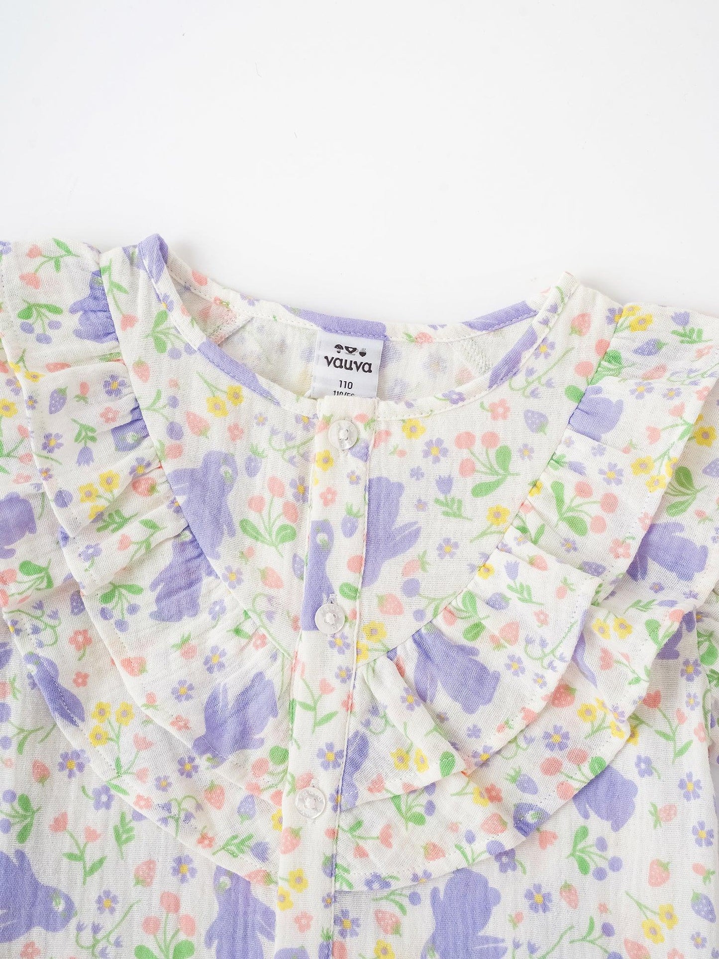 Girls All-Over Bunny Print Frills Top