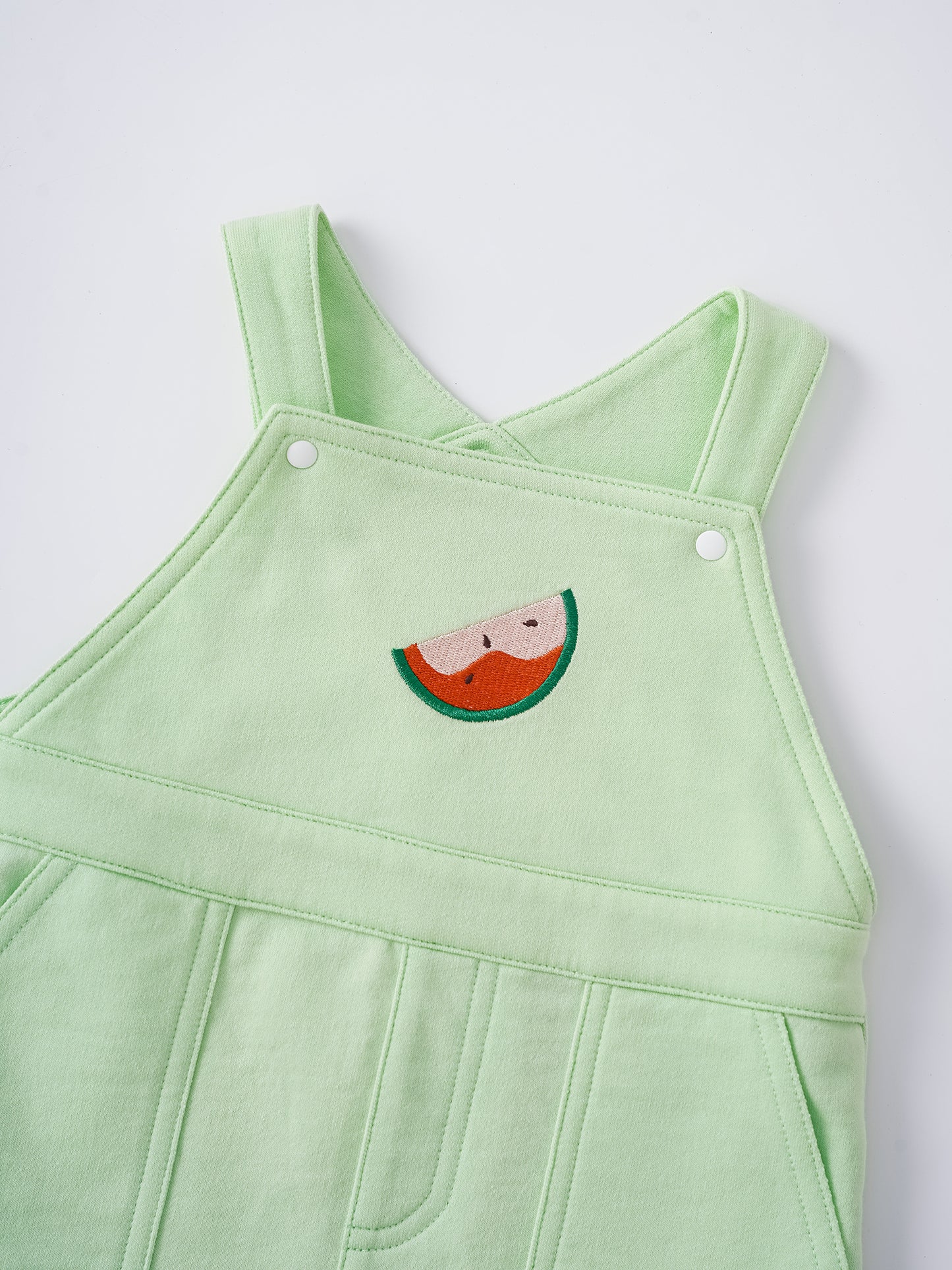 Baby Watermelon Embroidery Dungaree Shorts