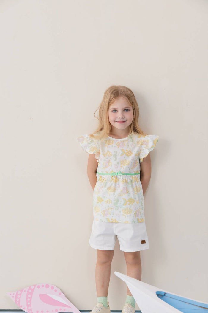VAUVA Vauva SS24 - Toddler Girl Fish All Over Print Short Sleeve Dress Dresses