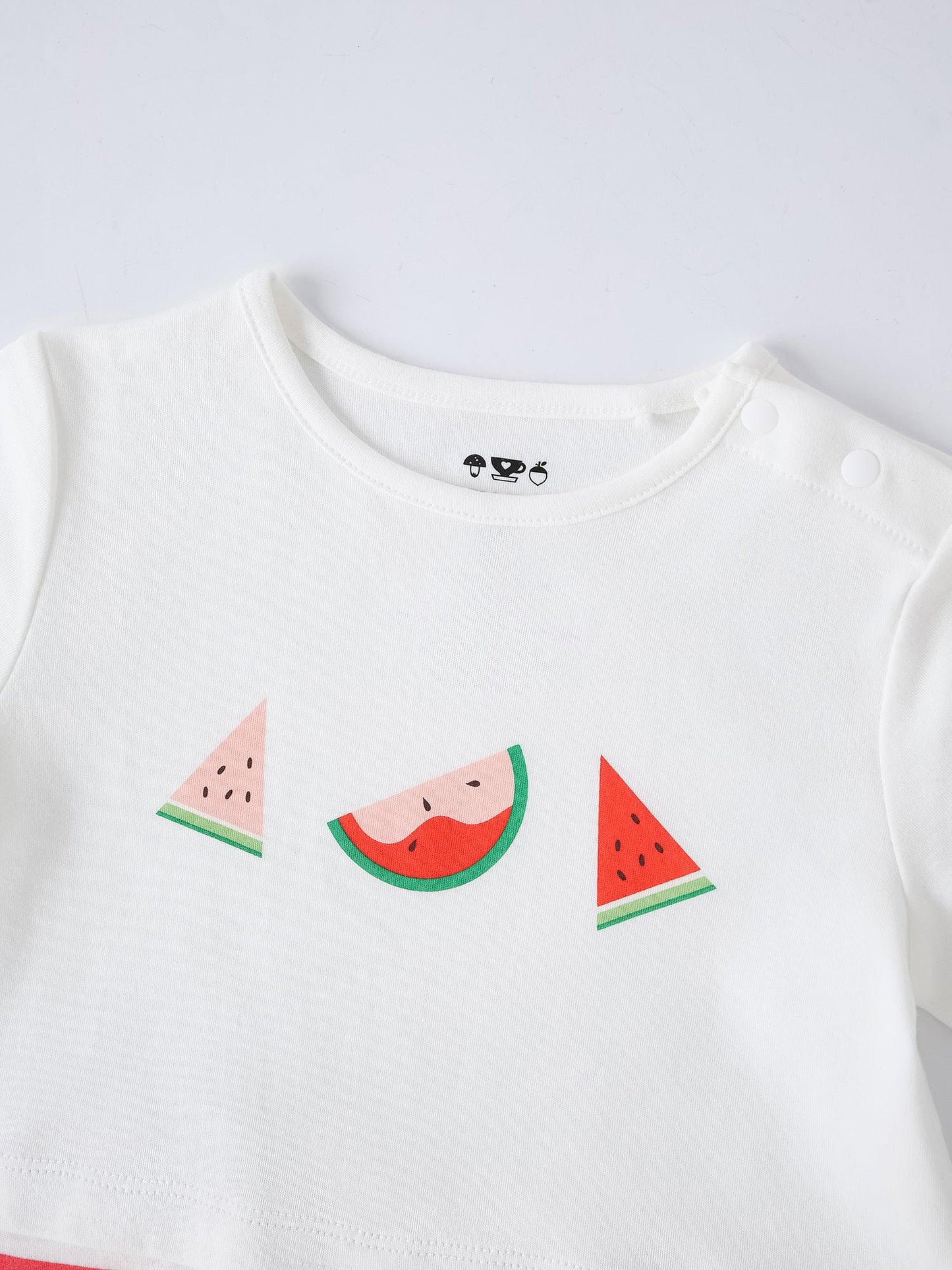 Baby Short Sleeve Watermelon Print Two-Tone Romper