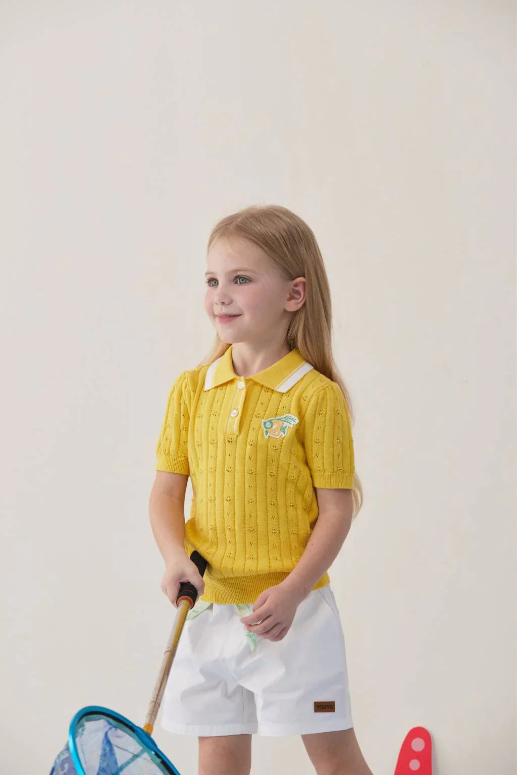VAUVA Vauva SS24 - Girls Knitted Polo Sweater (Orange) Sweater