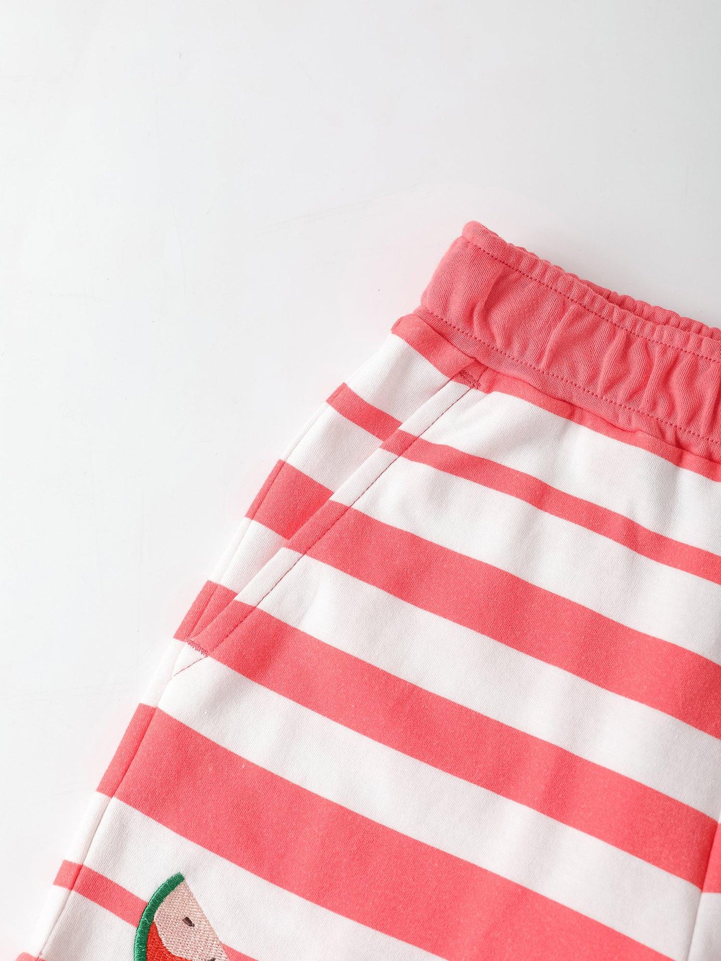 Kid Watermelon Embroidery Stripe Print Shorts