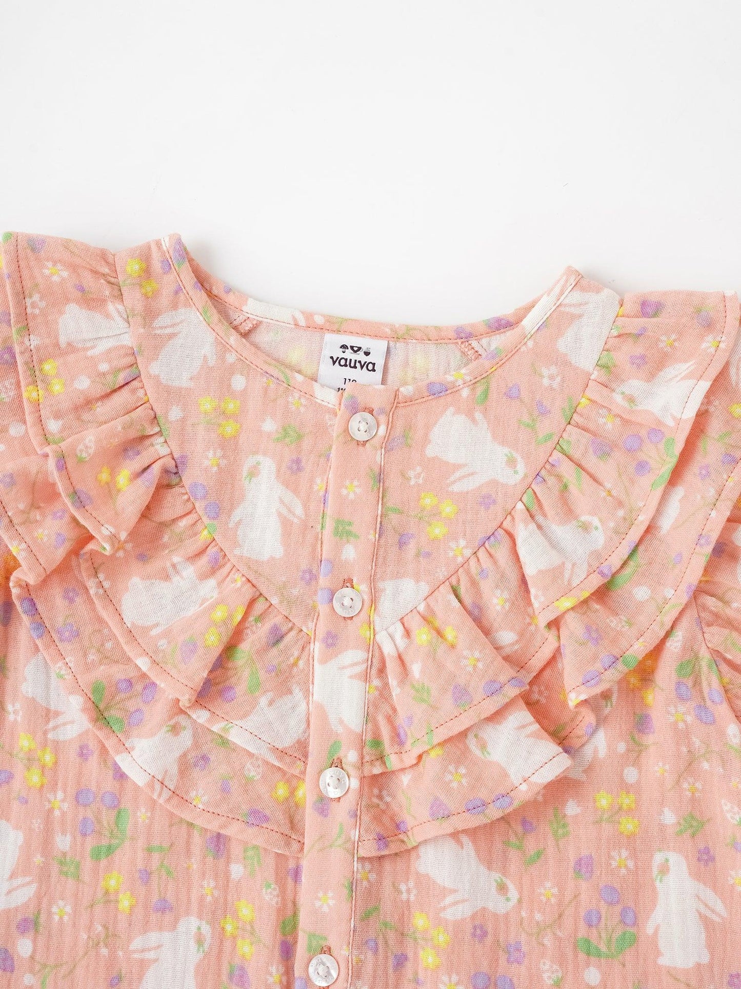 Girls All-Over Bunny Print Frills Top