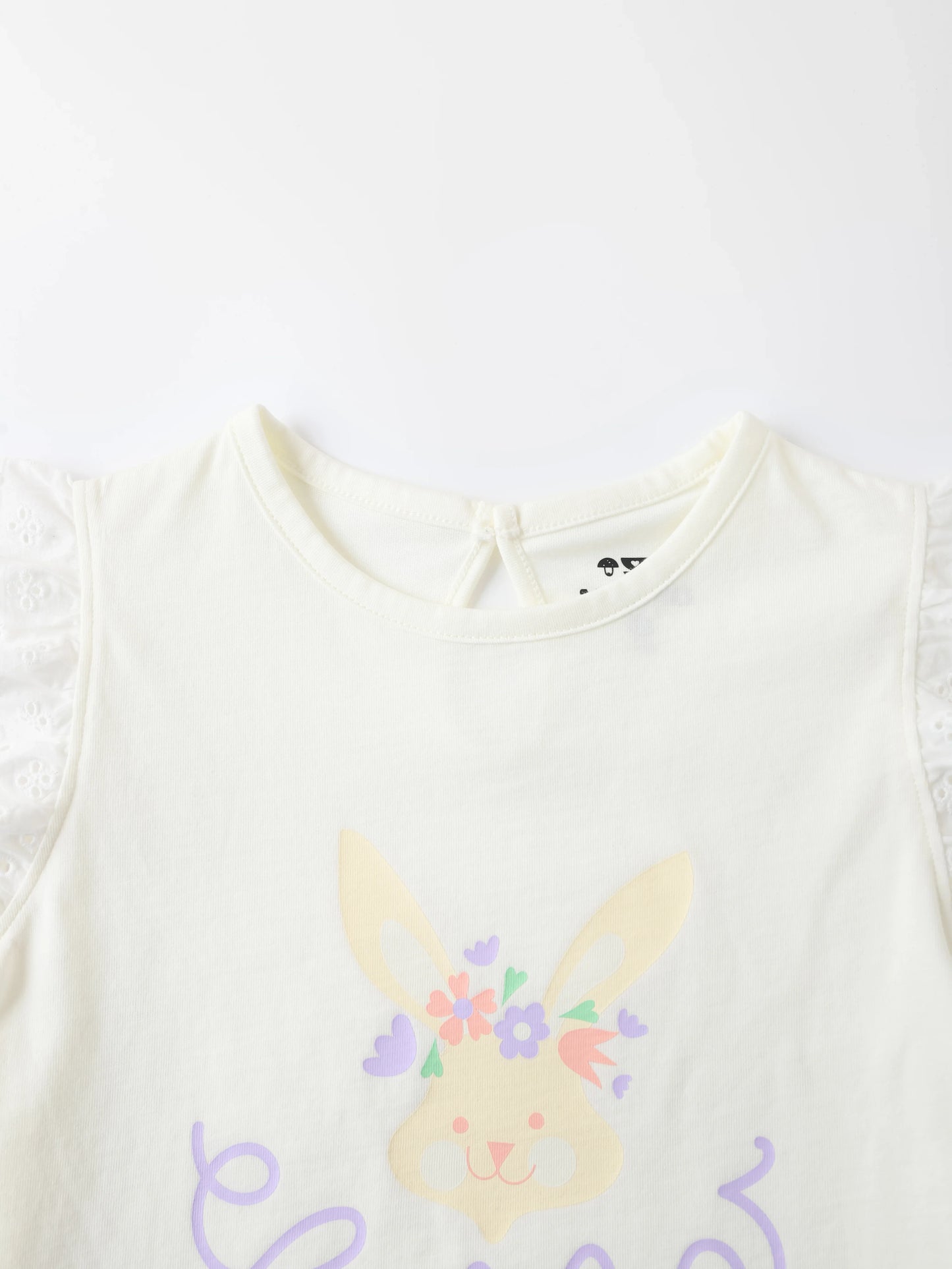 Girls Lace Cap Sleeve Bunny Print Tee