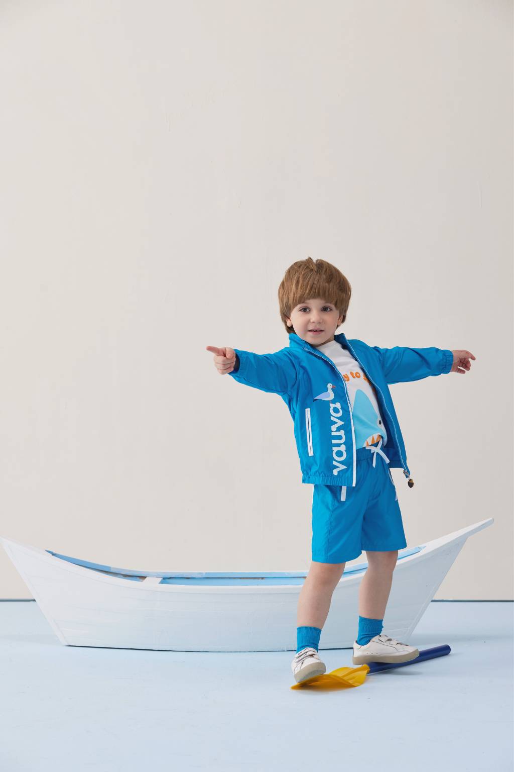 VAUVA Vauva SS24 - Toddler Vauva Logo Print UV Protection Jacket - Blue Coat &amp; Jacket