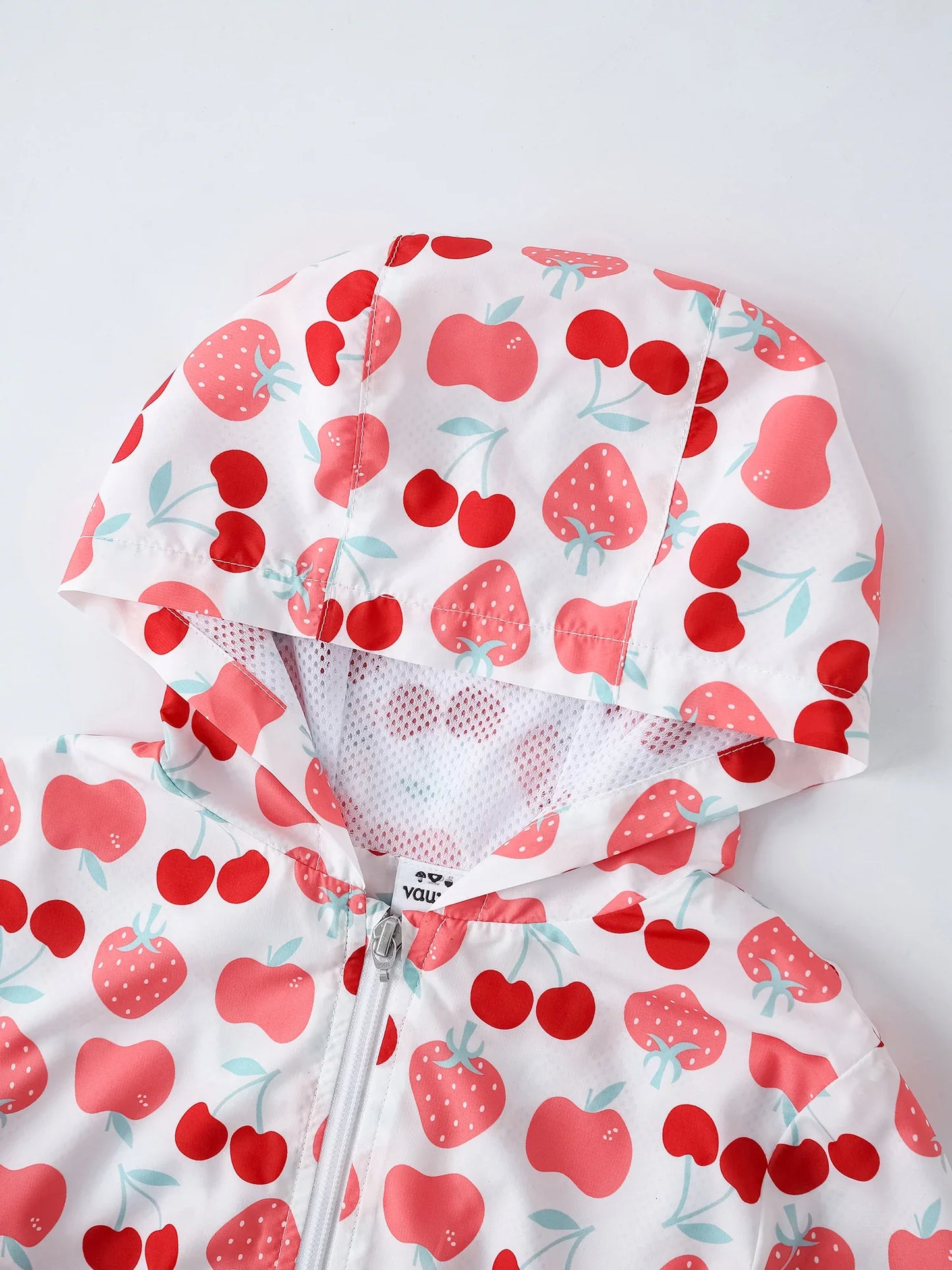 Girls All-Over Berries Print Zipped Windbreaker
