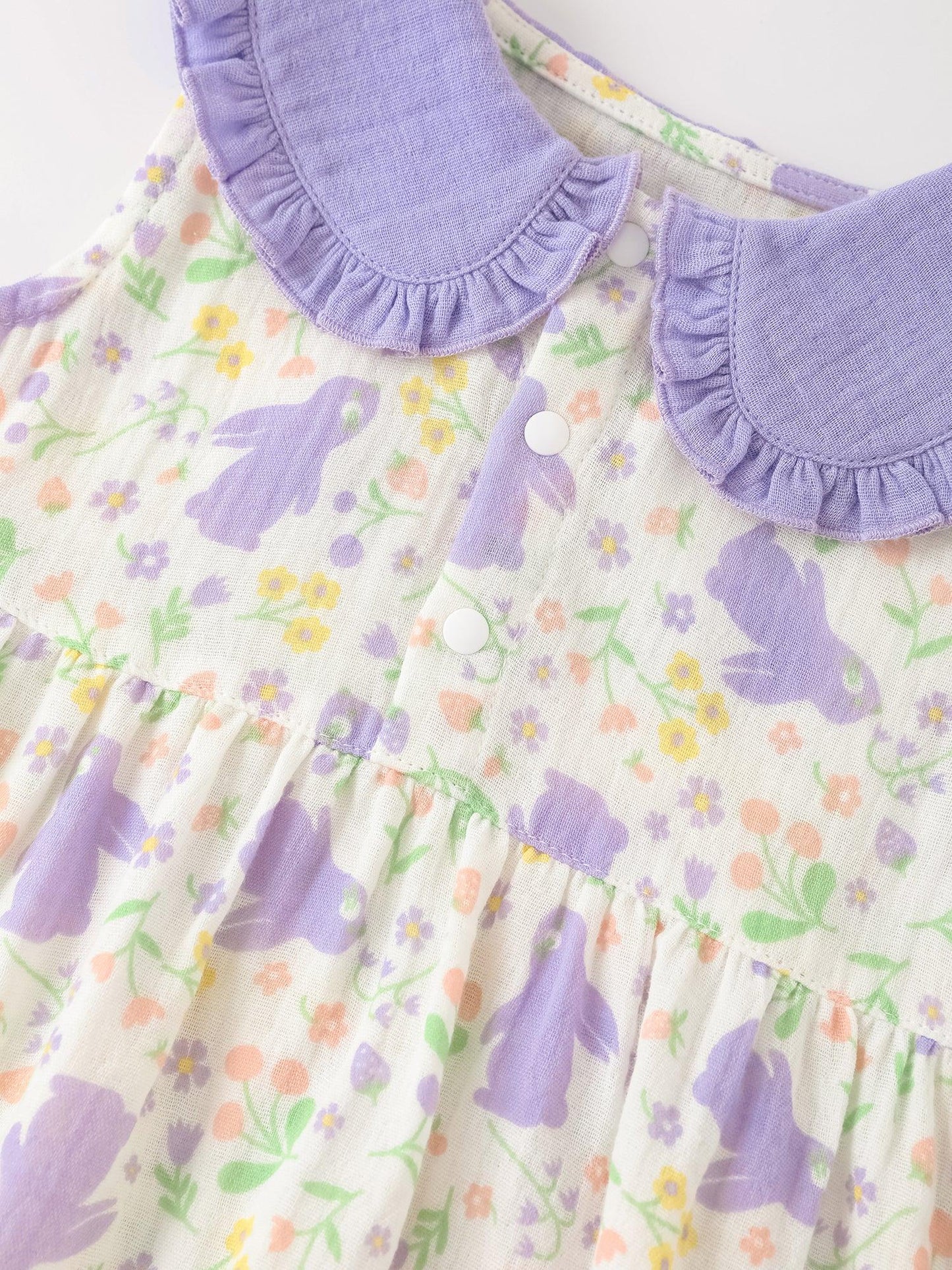 Baby Girls Babydoll Collar Sleeveless All-Over Bunny Print Dress & Knicker Set