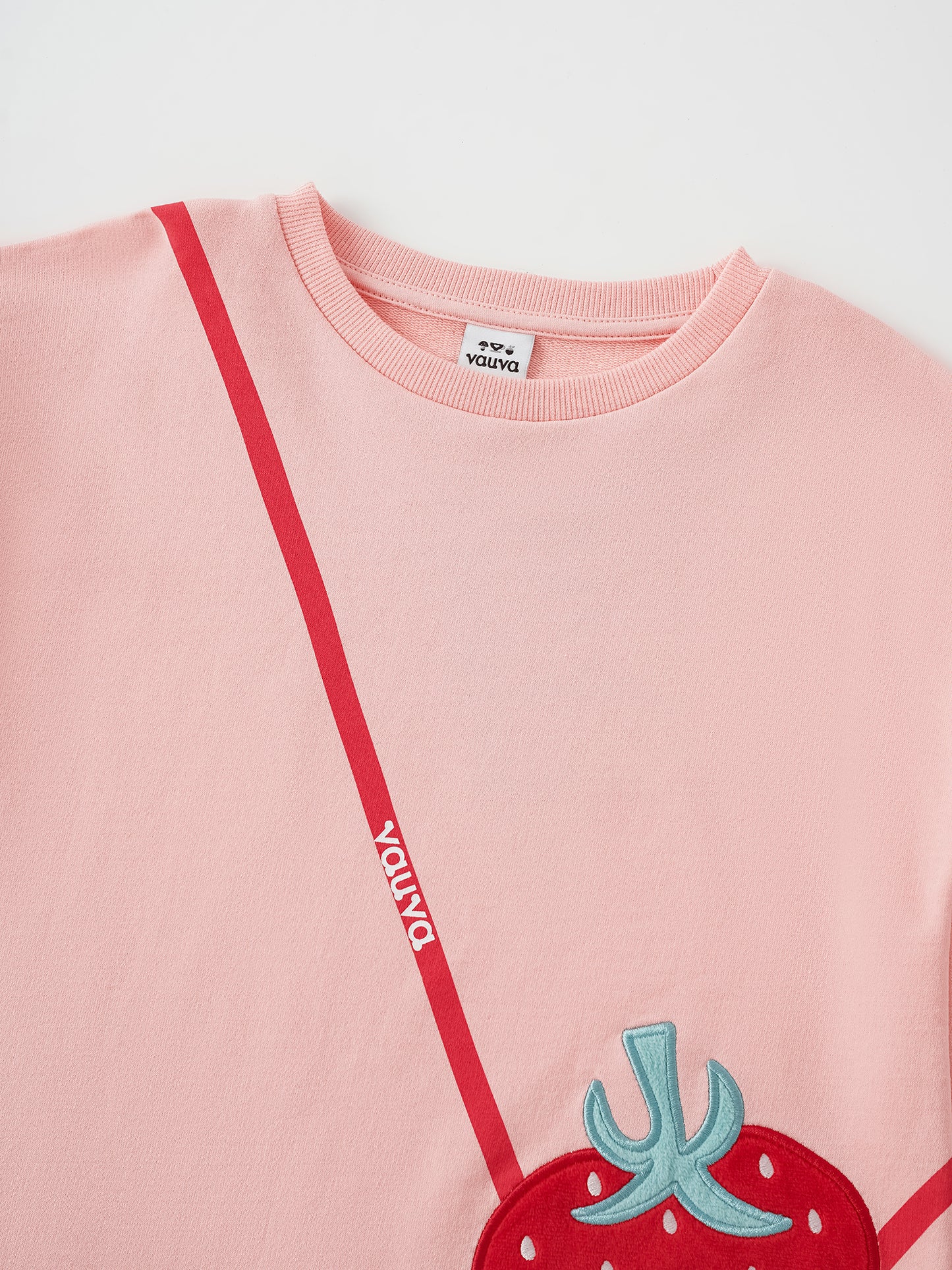 Girls Long Sleeve Strawberry Applique Sweatdress