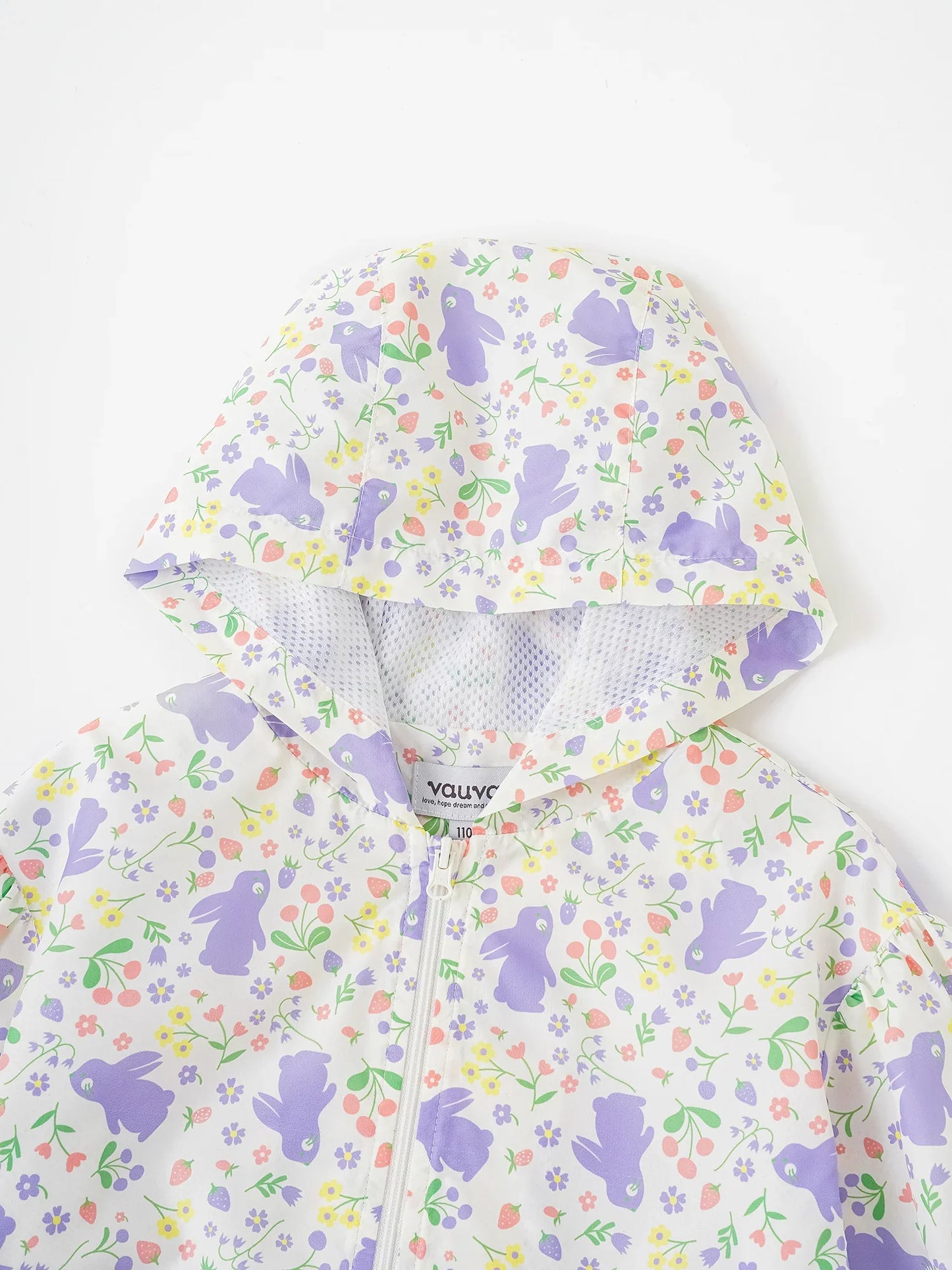 Girls All-Over Bunny Print Frills Zipped Windbreaker