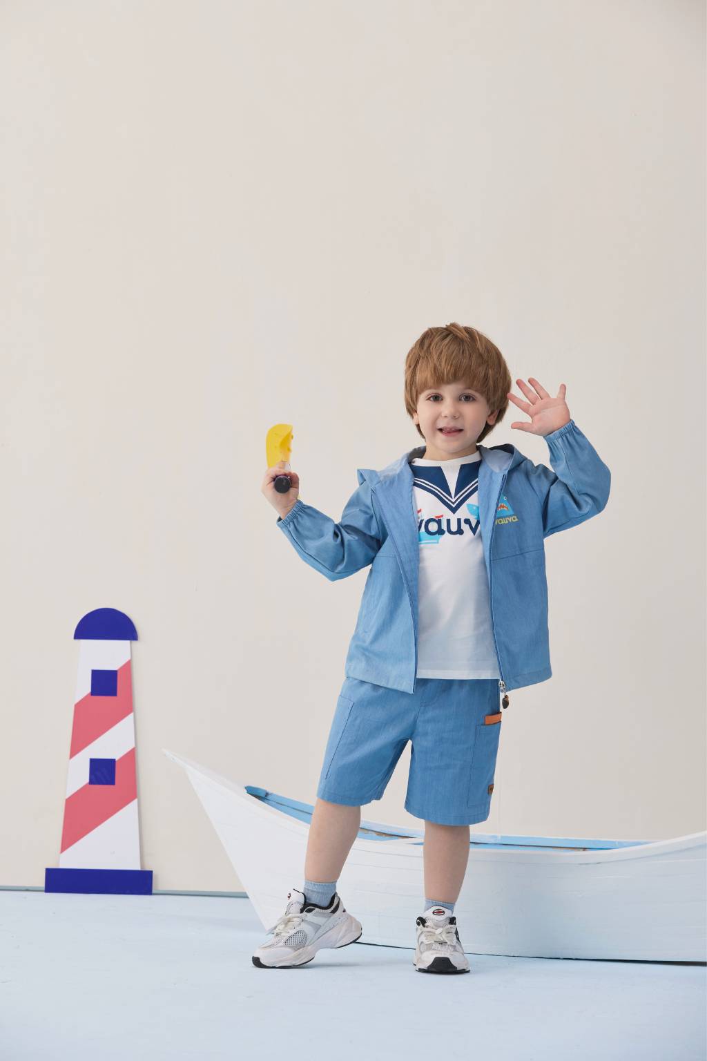 VAUVA Vauva SS24 - Toddler Shark Plain Print Jacket - Blue Jacket