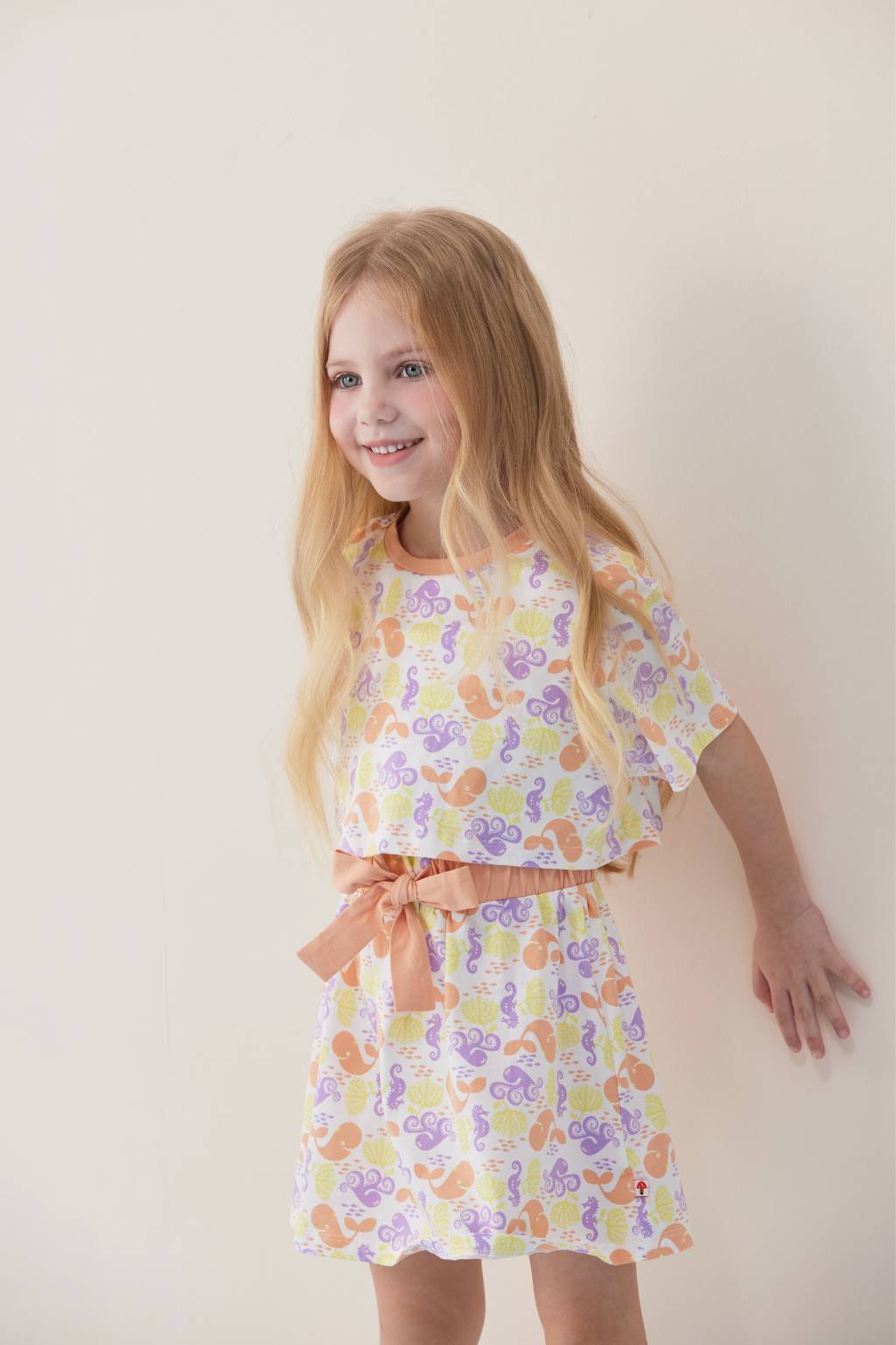 VAUVA Vauva SS24 - Toddler Girl Ocean All Over Print Short Sleeve Dress Dresses