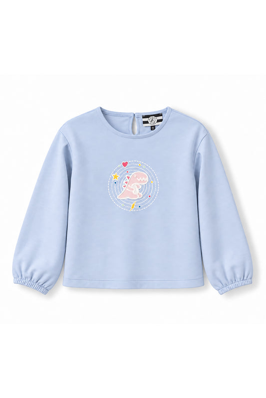 Girls Cosmic Dino Patch Long Sleeve Top