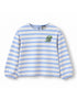 Girls Striped Dino Patch Long Sleeve Top