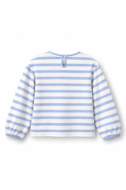 Girls Striped Dino Patch Long Sleeve Top