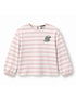 Girls Striped Dino Patch Long Sleeve Top